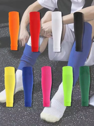 1 par de calcetines de pantorrilla de fútbol protectores de fútbol calcetines largos de fútbol protector de pie calcetines fijos calcetines de protección de pantorrilla al aire libre