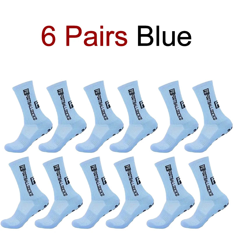 Calcetines deportivos antideslizantes para hombre, medias de fútbol cómodas y transpirables con parte inferior de silicona para correr, absorbentes del sudor, de secado rápido, 1/6 pares