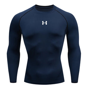 Camiseta de compresión para correr para hombre, camisetas deportivas de manga larga, sudadera para gimnasio y Fitness, chándal para correr, camisetas atléticas para hombre