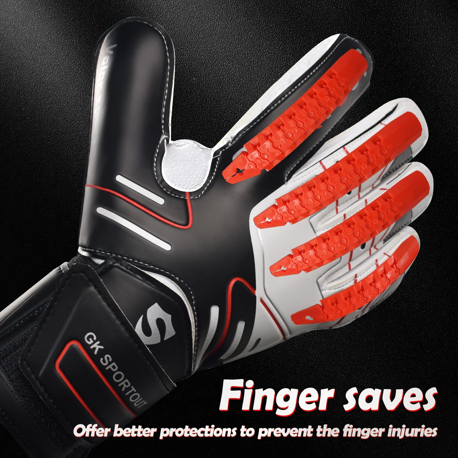 Guantes de portero de portero para jóvenes y adultos, agarre fuerte para ahorrar más resistente, con protección de dedo y látex de 4 + 3MM
