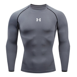 Camiseta de compresión para correr para hombre, camisetas deportivas de manga larga, sudadera para gimnasio y Fitness, chándal para correr, camisetas atléticas para hombre