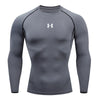 Camiseta de compresión para correr para hombre, camisetas deportivas de manga larga, sudadera para gimnasio y Fitness, chándal para correr, camisetas atléticas para hombre