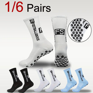 Calcetines deportivos antideslizantes para hombre, medias de fútbol cómodas y transpirables con parte inferior de silicona para correr, absorbentes del sudor, de secado rápido, 1/6 pares