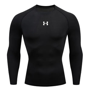 Camiseta de compresión para correr para hombre, camisetas deportivas de manga larga, sudadera para gimnasio y Fitness, chándal para correr, camisetas atléticas para hombre
