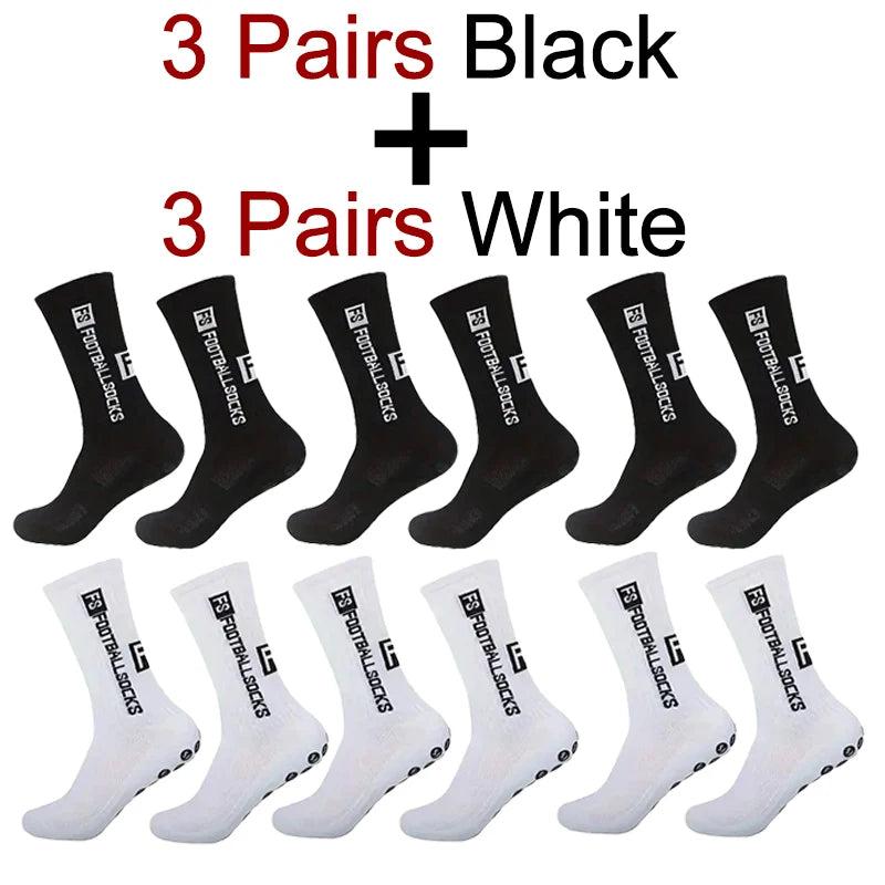 Calcetines deportivos antideslizantes para hombre, medias de fútbol cómodas y transpirables con parte inferior de silicona para correr, absorbentes del sudor, de secado rápido, 1/6 pares