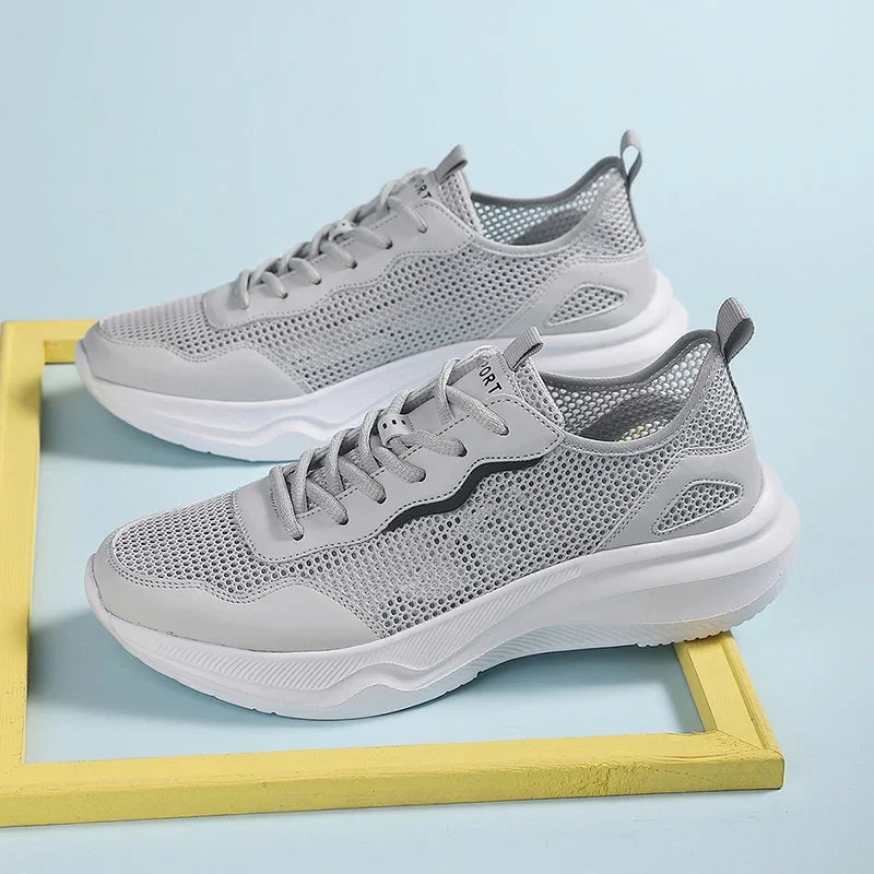 Tenis deportivos, de suela gruesa antideslizantes de malla para correr, ligeras y cómodas