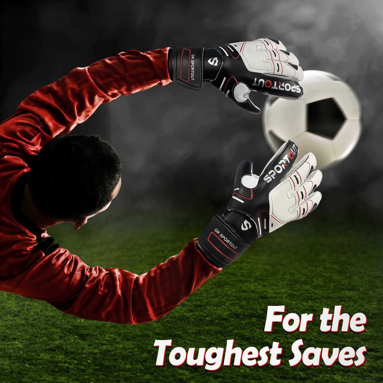 Guantes de portero de portero para jóvenes y adultos, agarre fuerte para ahorrar más resistente, con protección de dedo y látex de 4 + 3MM