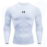 Camiseta de compresión para correr para hombre, camisetas deportivas de manga larga, sudadera para gimnasio y Fitness, chándal para correr, camisetas atléticas para hombre