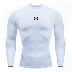 Camiseta de compresión para correr para hombre, camisetas deportivas de manga larga, sudadera para gimnasio y Fitness, chándal para correr, camisetas atléticas para hombre