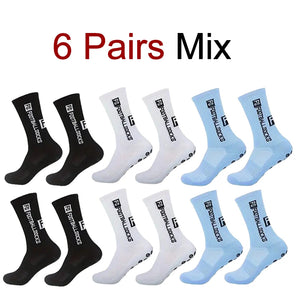 Calcetines deportivos antideslizantes para hombre, medias de fútbol cómodas y transpirables con parte inferior de silicona para correr, absorbentes del sudor, de secado rápido, 1/6 pares