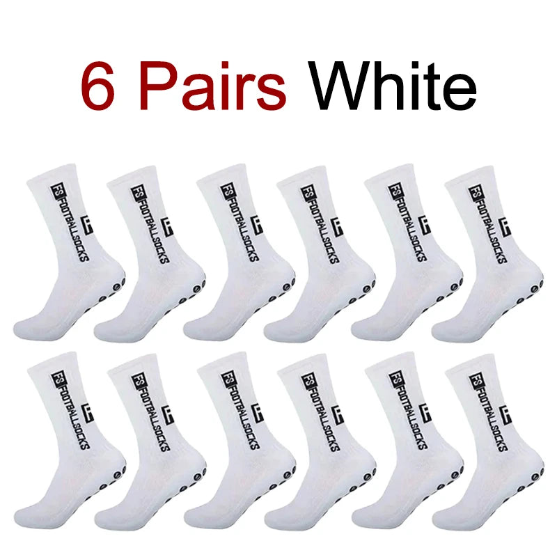 Calcetines deportivos antideslizantes para hombre, medias de fútbol cómodas y transpirables con parte inferior de silicona para correr, absorbentes del sudor, de secado rápido, 1/6 pares
