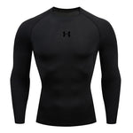 Camiseta de compresión para correr para hombre, camisetas deportivas de manga larga, sudadera para gimnasio y Fitness, chándal para correr, camisetas atléticas para hombre