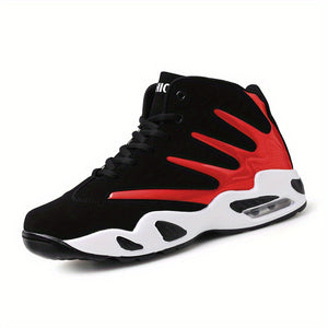 Men's Professional Basketball Shoes, Comfy High Top Breathable Non Slip Shock Absorption Lace Up Air Cushion Sneakers For Training Running Walking