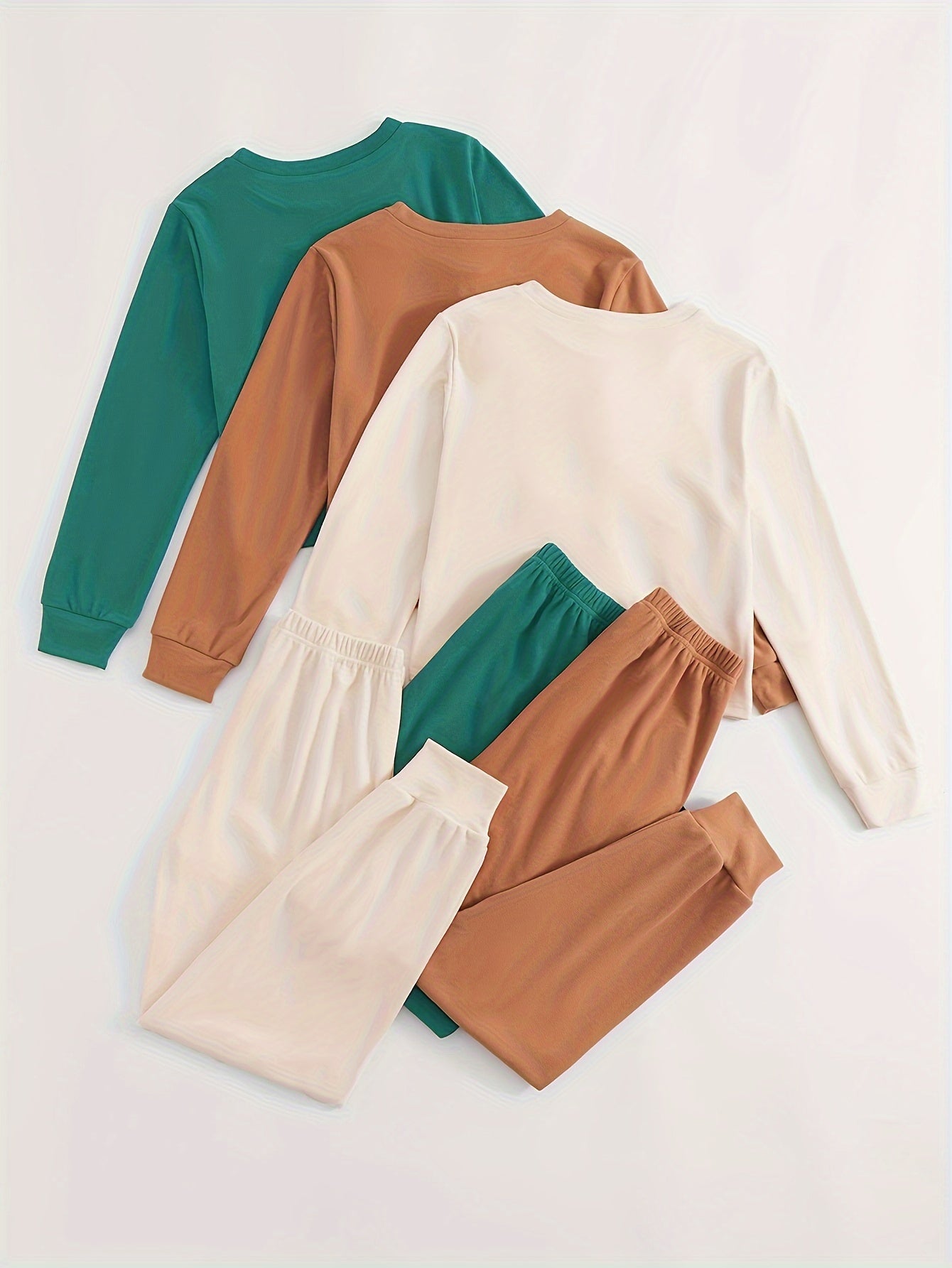 3 Sets Of Women's Activewear Tracksuits, Velvet Fabric, Long Sleeve Tops And Drawstring Pants, Casual Sportswear, Multiple Colors