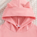 Girls' Letter and Cat Print Hoodie Sweatshirt Set, Spring/Autumn Casual Sportswear Two-Piece for Kids (Medium/Large), Perfect for Outdoor