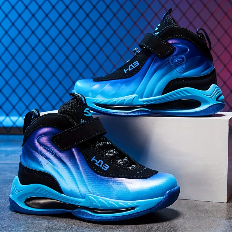 Boys' High-Top Basketball Shoes - Breathable, Anti-Slip, Wear-Resistant for Indoor Outdoor Training, All Seasons - Stylish, Cool, Comfortable Shoes for Boys