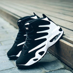 Men's Professional Basketball Shoes, Comfy High Top Breathable Non Slip Shock Absorption Lace Up Air Cushion Sneakers For Training Running Walking