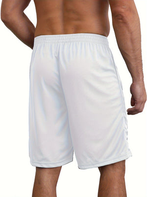 Quick Dry 2pcs Men's Athletic Shorts - Elastic Waistband with Zip Pockets - Basketball Football Activewear