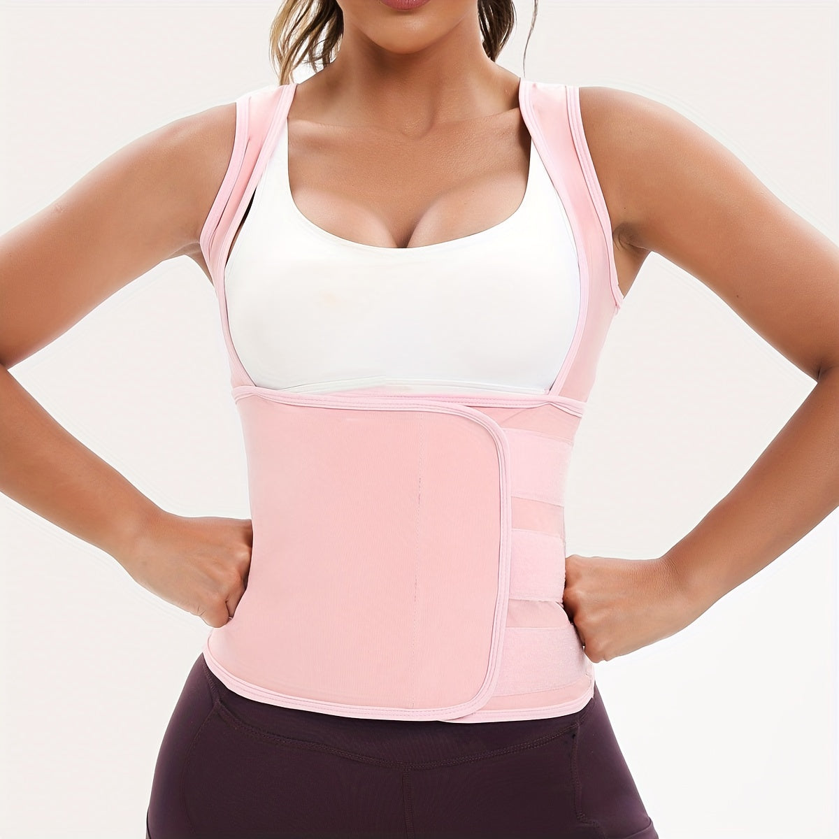 Women's Sports Sweat Sauna Suit, Waist-Cinching Shapewear Vest with Fixed Bra for Anti-Sagging Support, Body-Shaping Running Workout Outfit, Convenient Stick-On Design, Tummy Control Yoga & Gym Wear Short Coat Top, Sexy Sport
