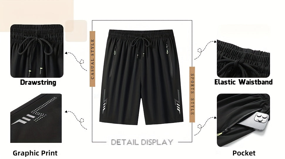 [Quick-Dry Shorts] 3pcs Quick-Dry Men's Summer Shorts | Casual Sportswear for Running, Fitness, Cycling, Jogging, and Outdoor Activities