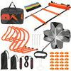 42pcs Agility Ladder Football Training Equipment Set Include 4 Agility Hurdles 24 Cones Running Parachute 12ft Ladder
