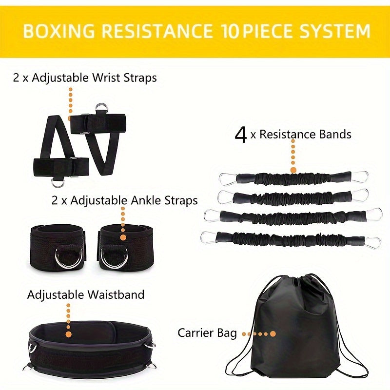 9pcs    Speed and Agility Resistance Bands Trainer for Vertical Jump Squat Boxing MMA Taekwondo Karate Bounce Softball Basketball Volleyball Football Training