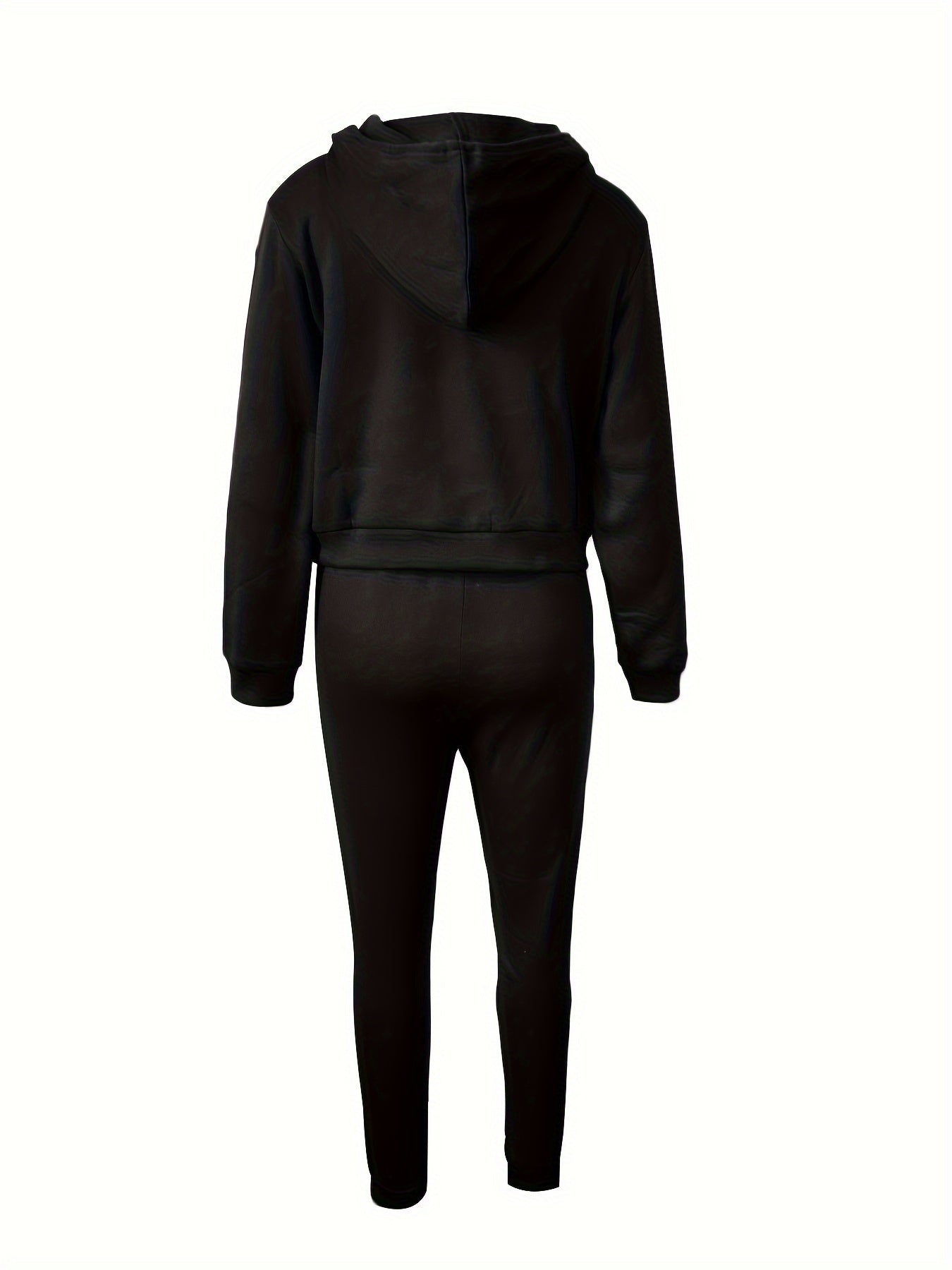 Womens Fashionable Athleisure Set - Letter Print Hoodie with Kangaroo Pocket & Drawstring Pants - Casual, Comfortable Sportswear Outfit for Everyday Style