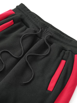 Two-Piece Color Block Men's Casual Sportswear Hoodie Set, Zip-Up Drawstring Jogging Suit For All Seasons