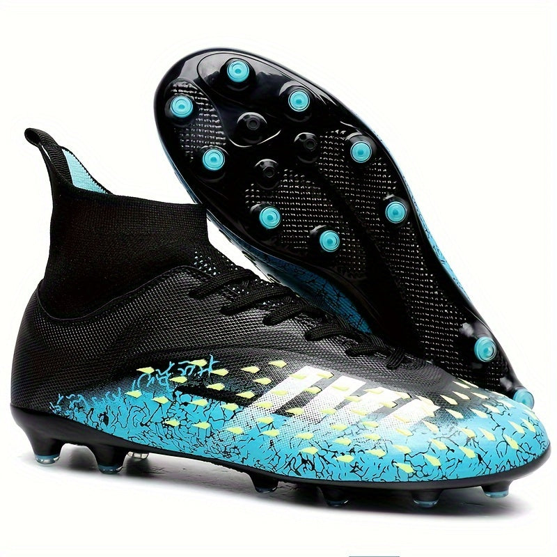 Men's Professional Football Shoes High Top Lace Up Non Slip With Cleat For Outdoor Competition Training Running, All Seasons