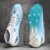 Men's Trendy Striped AG Soccer Shoe With Collar, Non Slip Comfy Football Training Shoes For Outdoor Competition, All Seasons