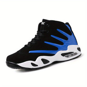 Men's Professional Basketball Shoes, Comfy High Top Breathable Non Slip Shock Absorption Lace Up Air Cushion Sneakers For Training Running Walking