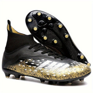 Men's Professional Football Shoes High Top Lace Up Non Slip With Cleat For Outdoor Competition Training Running, All Seasons