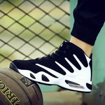 Men's Professional Basketball Shoes, Comfy High Top Breathable Non Slip Shock Absorption Lace Up Air Cushion Sneakers For Training Running Walking
