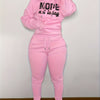 Womens Fashionable Athleisure Set - Letter Print Hoodie with Kangaroo Pocket & Drawstring Pants - Casual, Comfortable Sportswear Outfit for Everyday Style