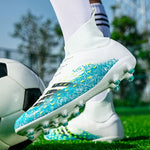 Men's Professional Football Shoes High Top Lace Up Non Slip With Cleat For Outdoor Competition Training Running, All Seasons