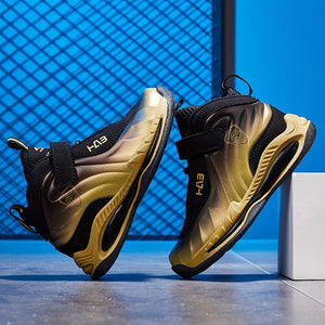 Boys' High-Top Basketball Shoes - Breathable, Anti-Slip, Wear-Resistant for Indoor Outdoor Training, All Seasons - Stylish, Cool, Comfortable Shoes for Boys
