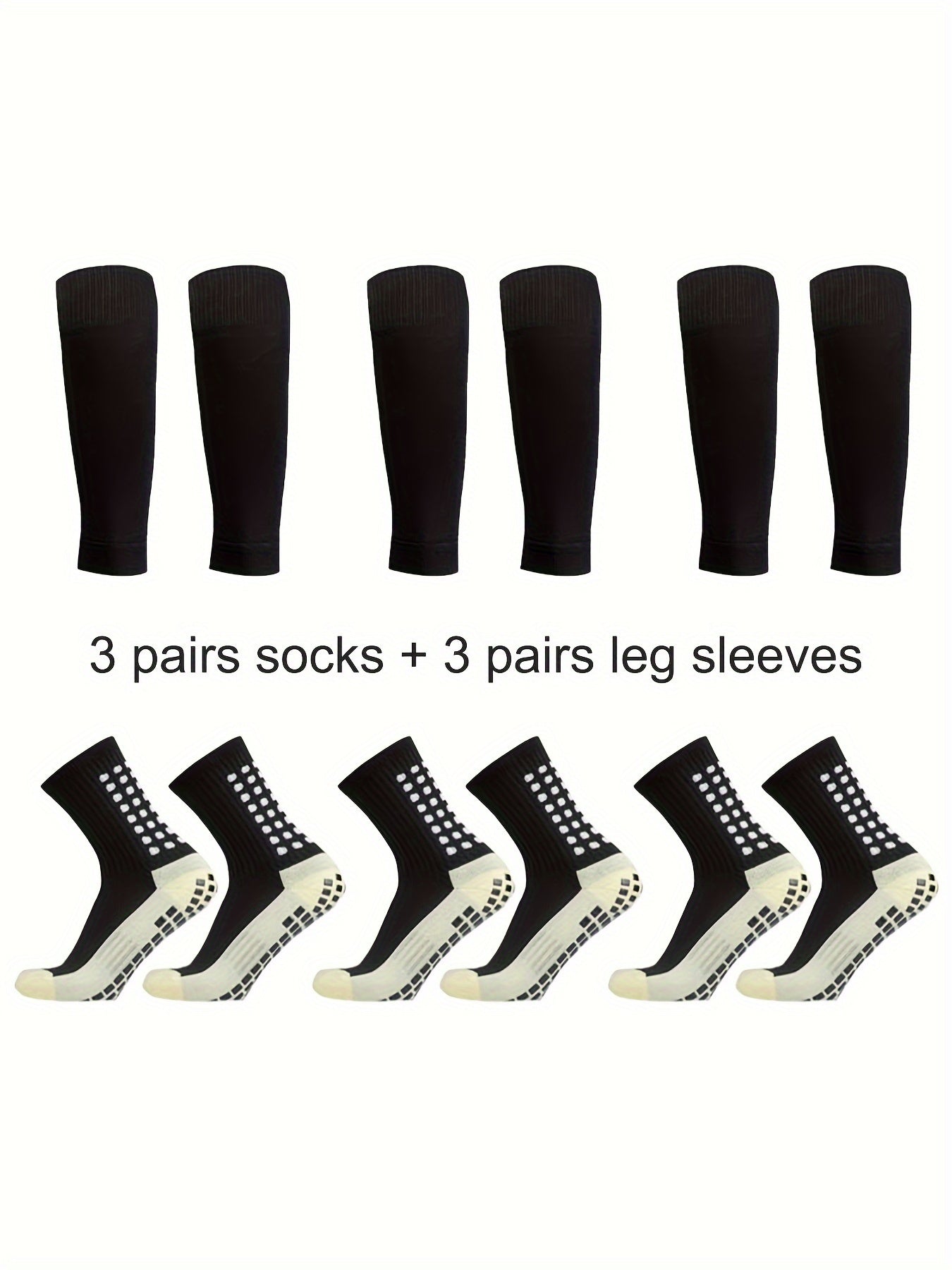6 Pairs Sports Outdoor Leg Football Socks Set Breathable Non Slip Silicone Grip Soccer Socks