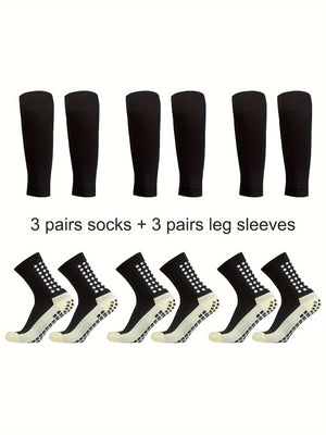 6 Pairs Sports Outdoor Leg Football Socks Set Breathable Non Slip Silicone Grip Soccer Socks