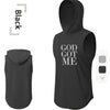 GOD GOT ME Print, Men's Quick-drying Breathable Sports Hooded Tanktop, Casual Light Loose Sleeveless Shirt For Gym Training Running Basketball