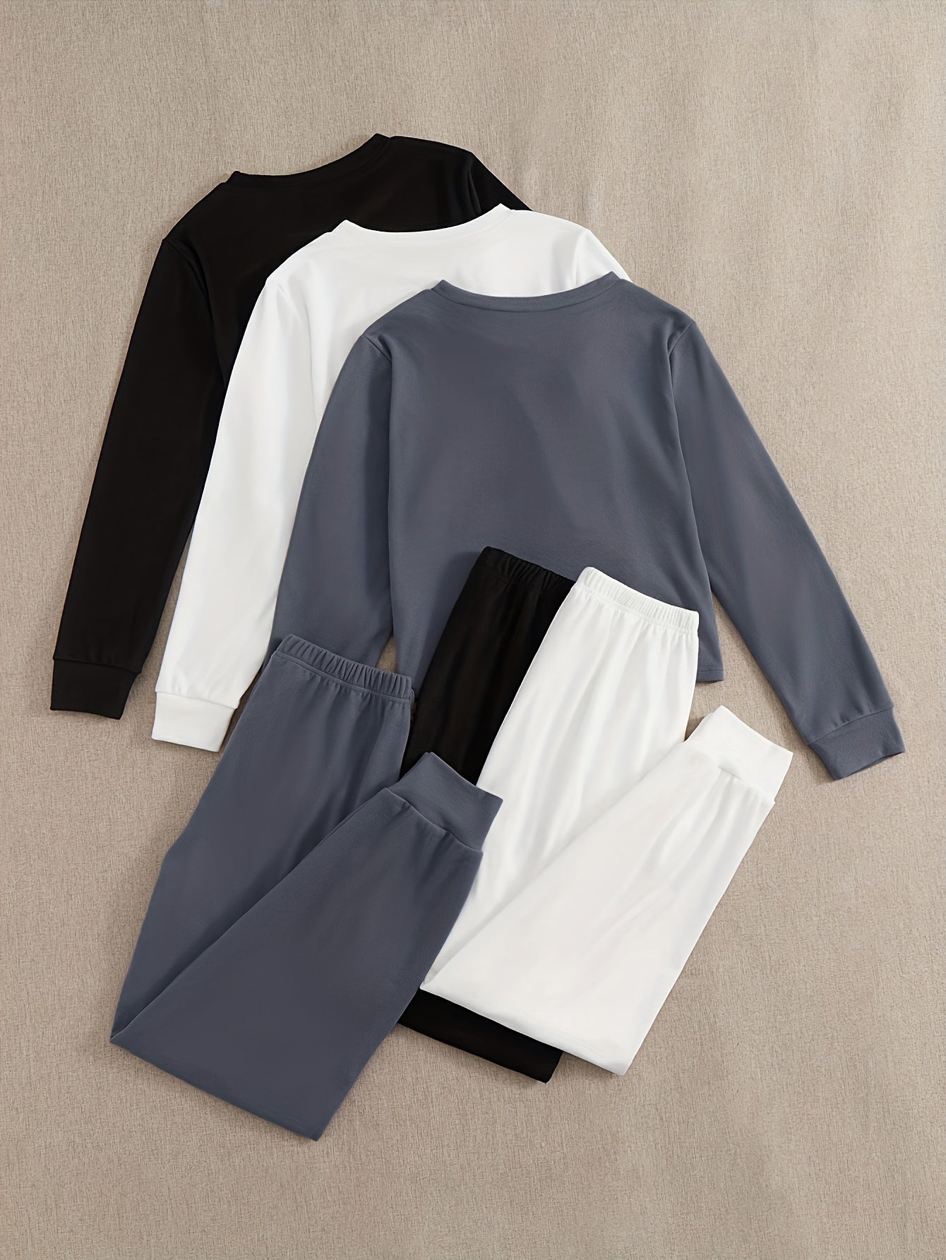 3 Sets Of Women's Activewear Tracksuits, Velvet Fabric, Long Sleeve Tops And Drawstring Pants, Casual Sportswear, Multiple Colors