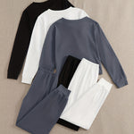 3 Sets Of Women's Activewear Tracksuits, Velvet Fabric, Long Sleeve Tops And Drawstring Pants, Casual Sportswear, Multiple Colors