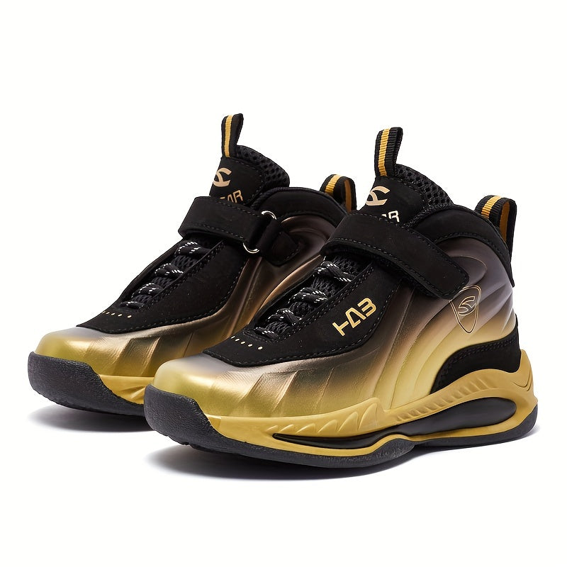 Boys' High-Top Basketball Shoes - Breathable, Anti-Slip, Wear-Resistant for Indoor Outdoor Training, All Seasons - Stylish, Cool, Comfortable Shoes for Boys