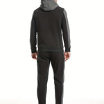 Two-Piece Color Block Men's Casual Sportswear Hoodie Set, Zip-Up Drawstring Jogging Suit For All Seasons