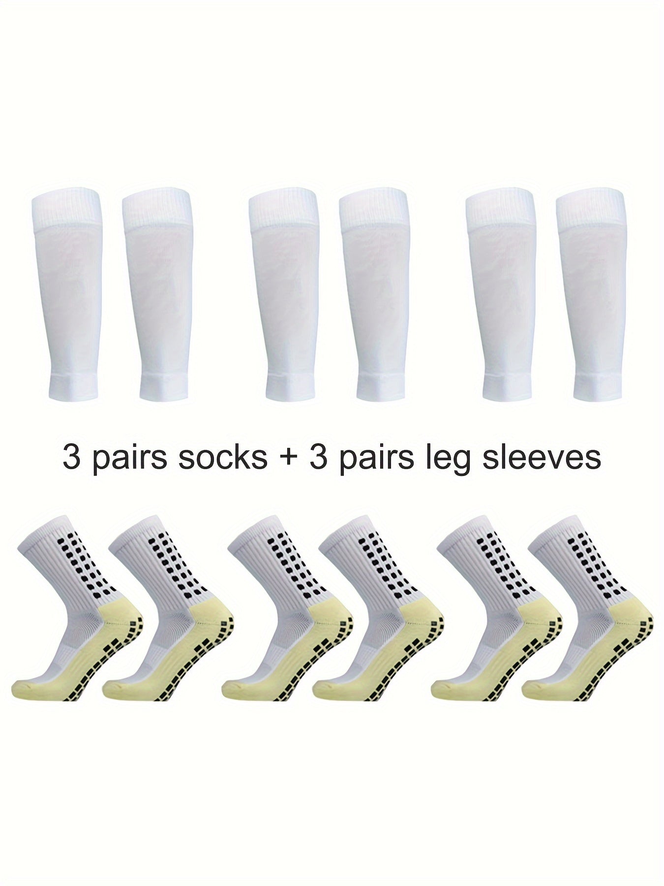 6 Pairs Sports Outdoor Leg Football Socks Set Breathable Non Slip Silicone Grip Soccer Socks