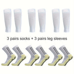 6 Pairs Sports Outdoor Leg Football Socks Set Breathable Non Slip Silicone Grip Soccer Socks