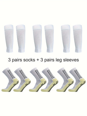 6 Pairs Sports Outdoor Leg Football Socks Set Breathable Non Slip Silicone Grip Soccer Socks